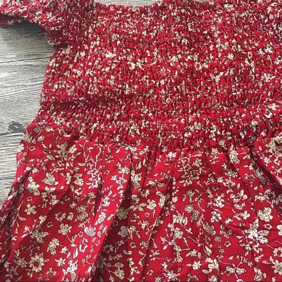 Happy Girl Red Floral Off Shoulder Mini Dress - Picture 6 of 8